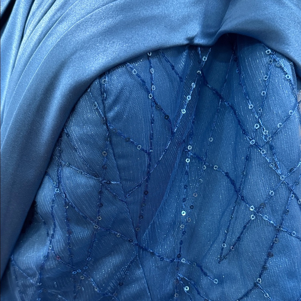 One-Shoulder Blue Prom Dress - Picture 3 of 9